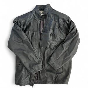 Leather Bomber Jacket Charcoal